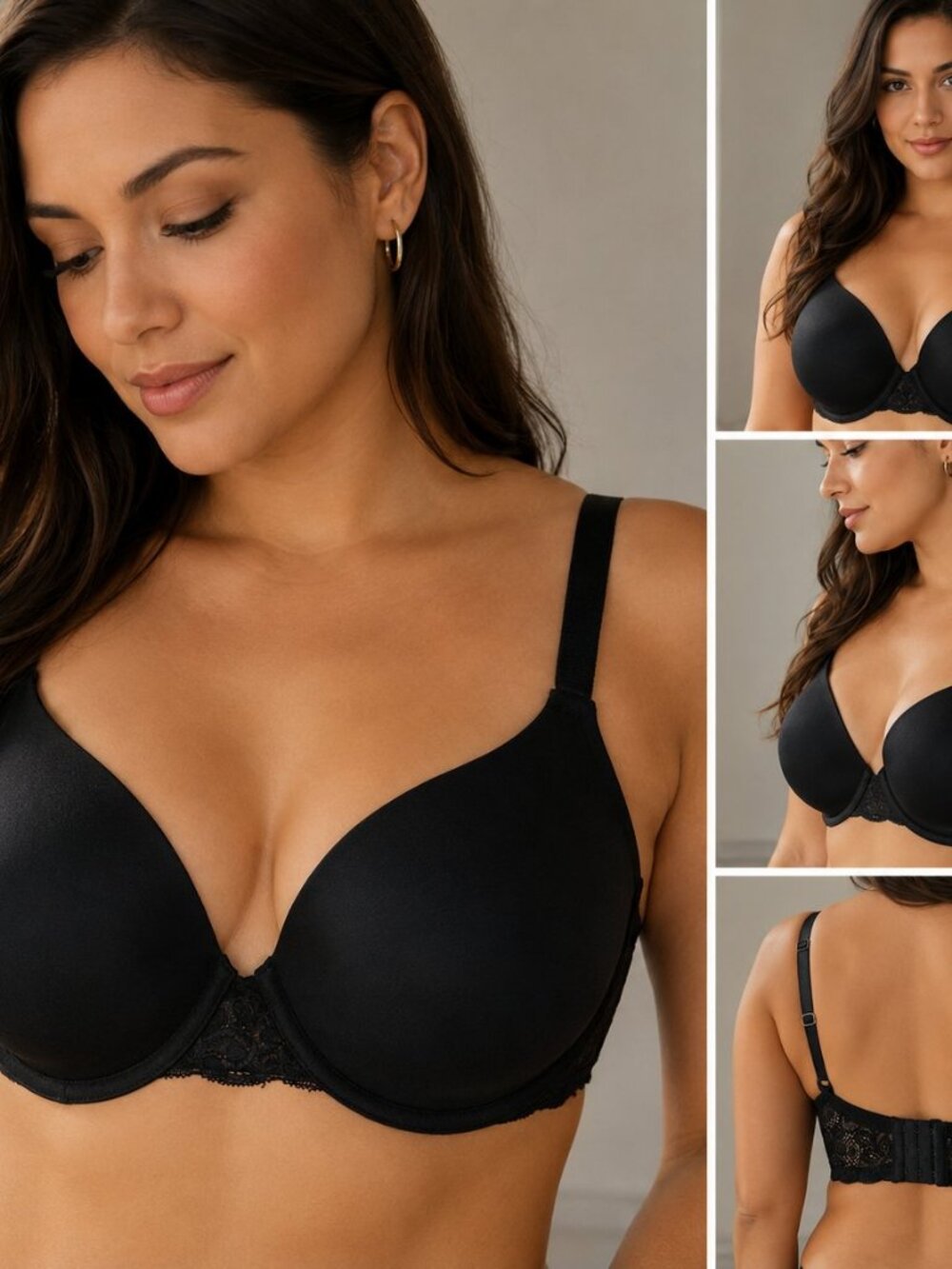 Maidenform Full Figure T-Shirt Bra Black Underwire Lace 06082J